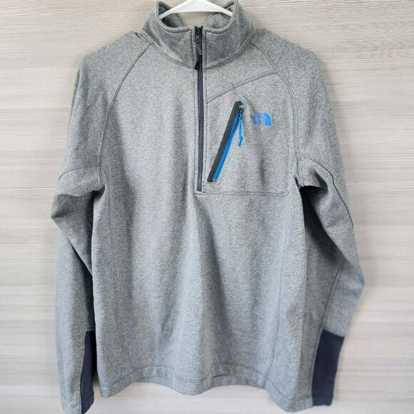 The North Face Pullover Sweatshirt Mens Gray Blue Accent Zipper Long Sleeve Sz M - Picture 2 of 16